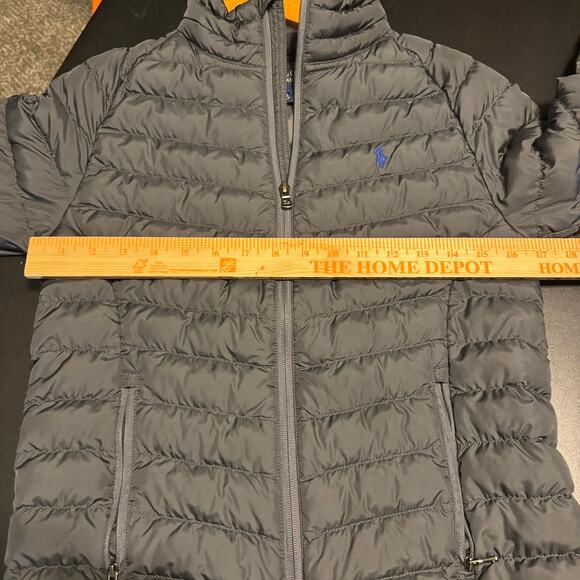 Polo Ralph Lauren Kids Size M 10-12 Puffer Jacket Gray Quilted Lightweight FLAW - Picture 8 of 9